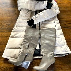 Grey genuine leather boots 8.5